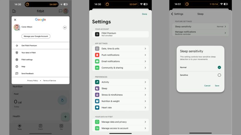 fitbit sleep sensitivity calibration settings