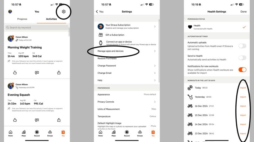 manual import on strava for apple watch