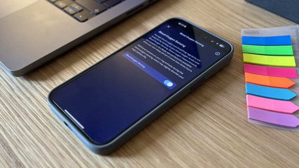 oura blood oxygen sensing ios app