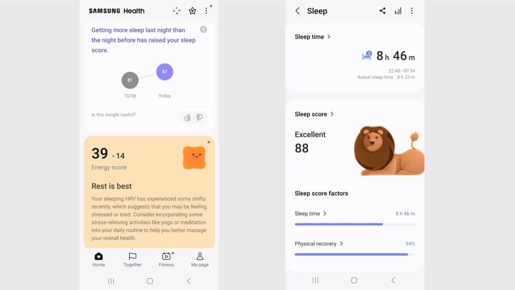 Samsung Galaxy Ring sleep testing data