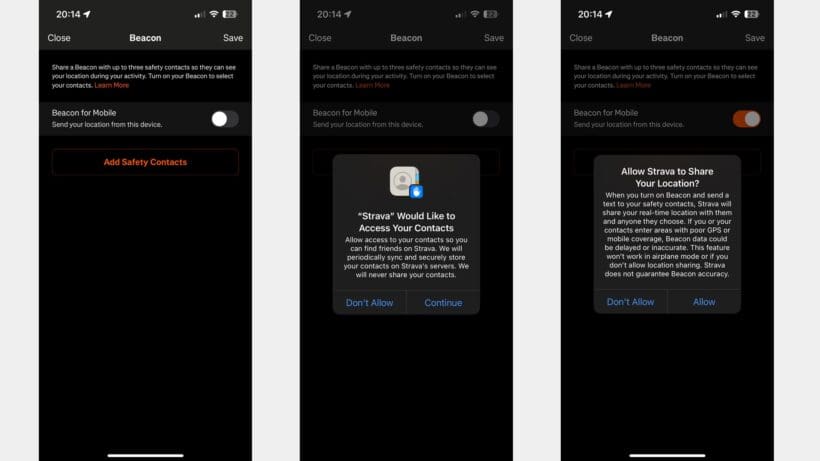 Strava Premium beacons