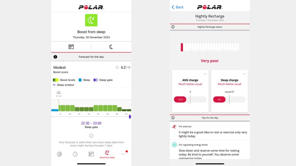 Polar Vantage V3 sleep data