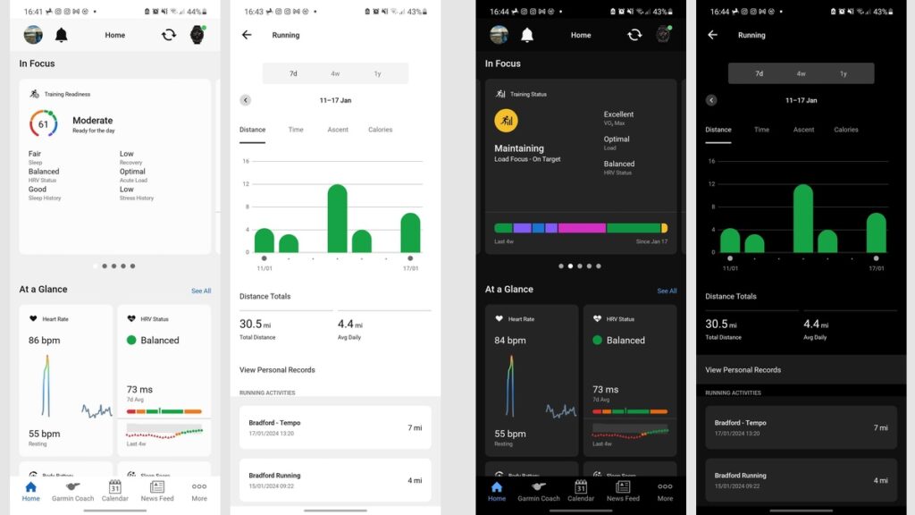 garmin connect light mode vs dark mode
