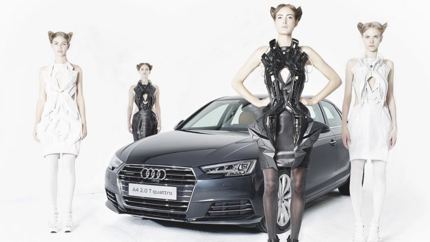 These futuristic smart dresses use Audi car parts to patrol personal space
