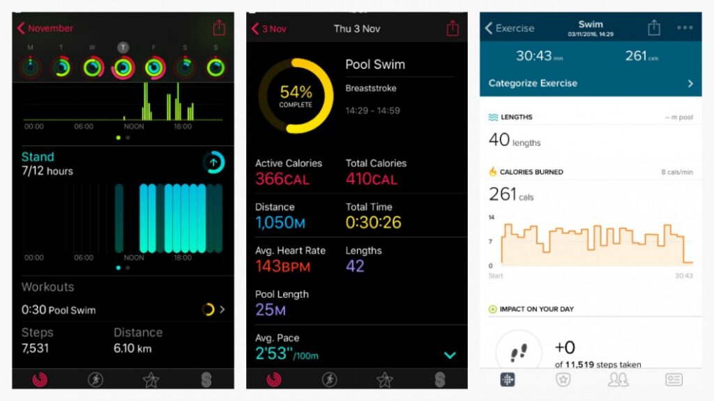 Swimming with Apple Watch Series 2 and Fitbit Flex 2