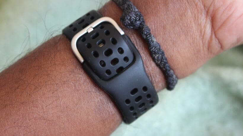 smartwatch band on wrist