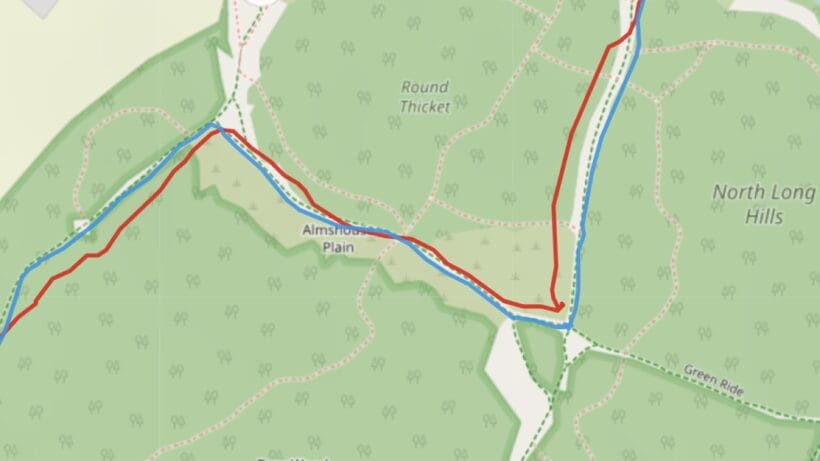 GPS compared: Garmin (blue) and Active 2 (red)