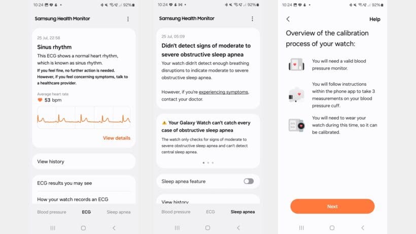 samsung health monitor screens