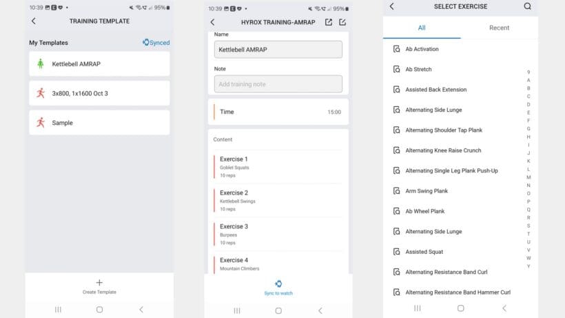 zepp training template