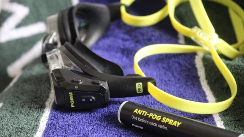 form smart swim 2 pro anti-fog spray next to the goggles