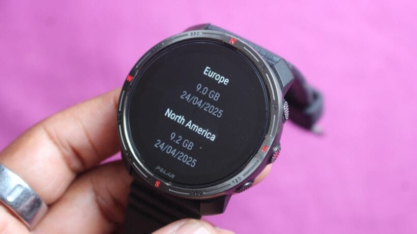 mapping storage on a polar outdoor watch