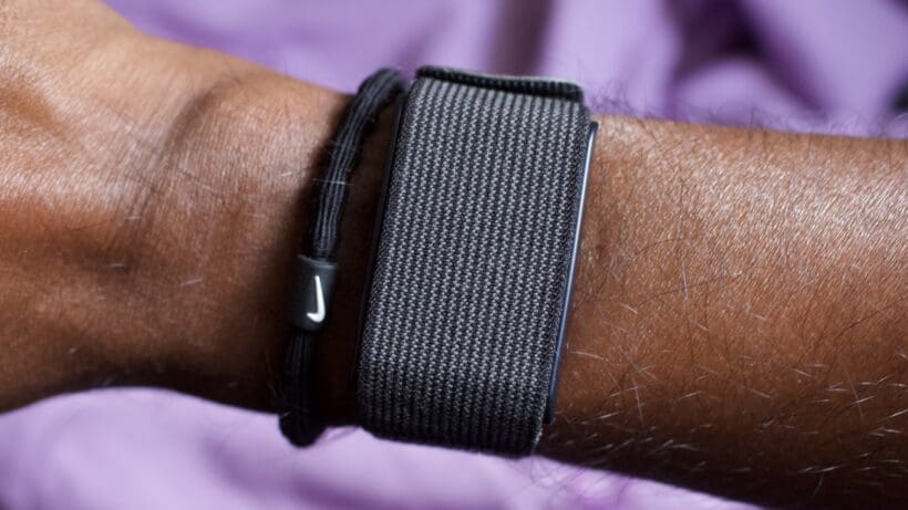amazfit helio strap on right wrist