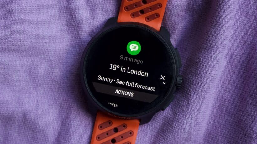 weather notification on a sports watch