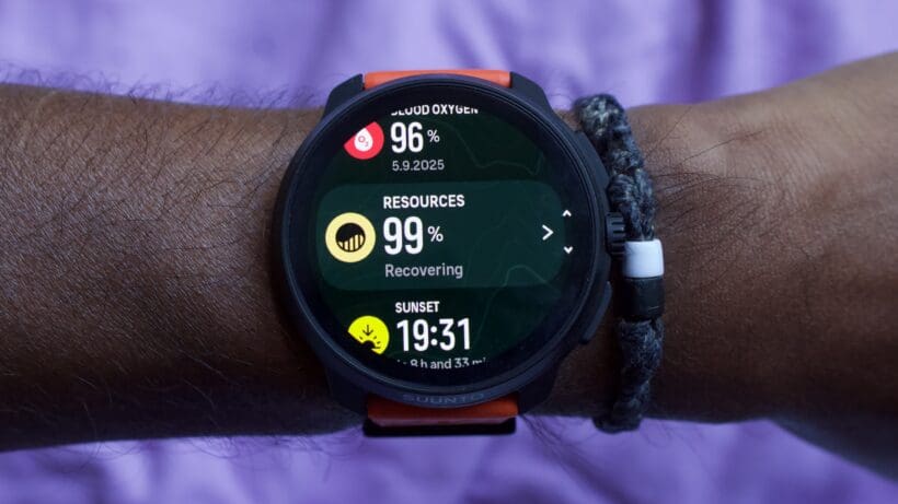 sports watch showing recovery metrics