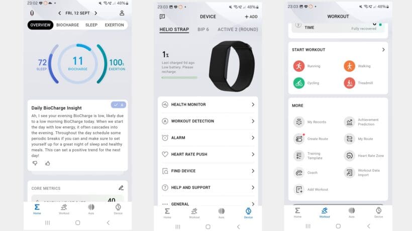 zepp health data from amazfit helio strap