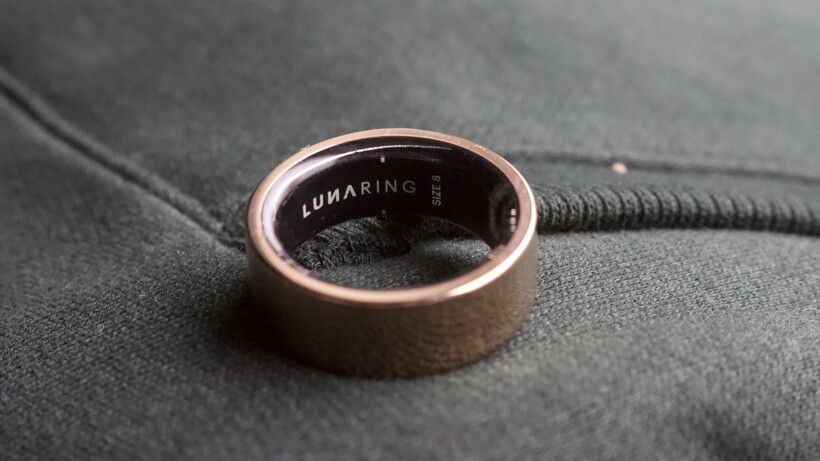 close up of luna ring gen 2 in gold finish