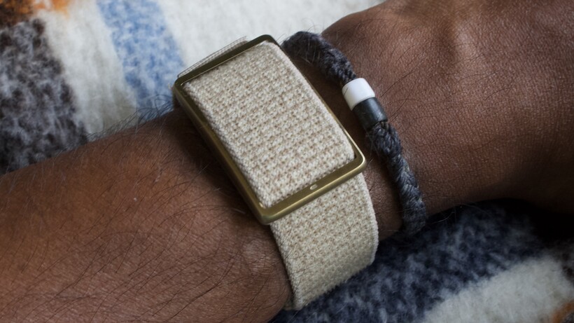 wristband fitness tracker on a wrist